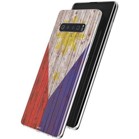 Philippines Flag Dark Wood Galaxy S10 Skin